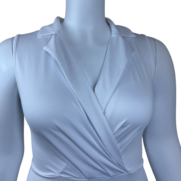 Yozy Women’s White Sleeveless Wrap Front Collared Bodysuit Sz XL - New