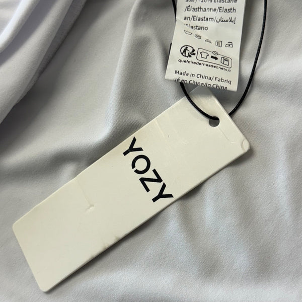 Yozy Women’s White Sleeveless Wrap Front Collared Bodysuit Sz XL - New