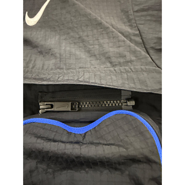 Nike Womens Black & Blue Cropped Windbreaker Jacket With Hood Zip Sz XS