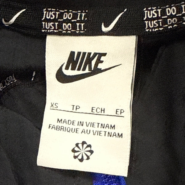 Nike Womens Black & Blue Cropped Windbreaker Jacket With Hood Zip Sz XS
