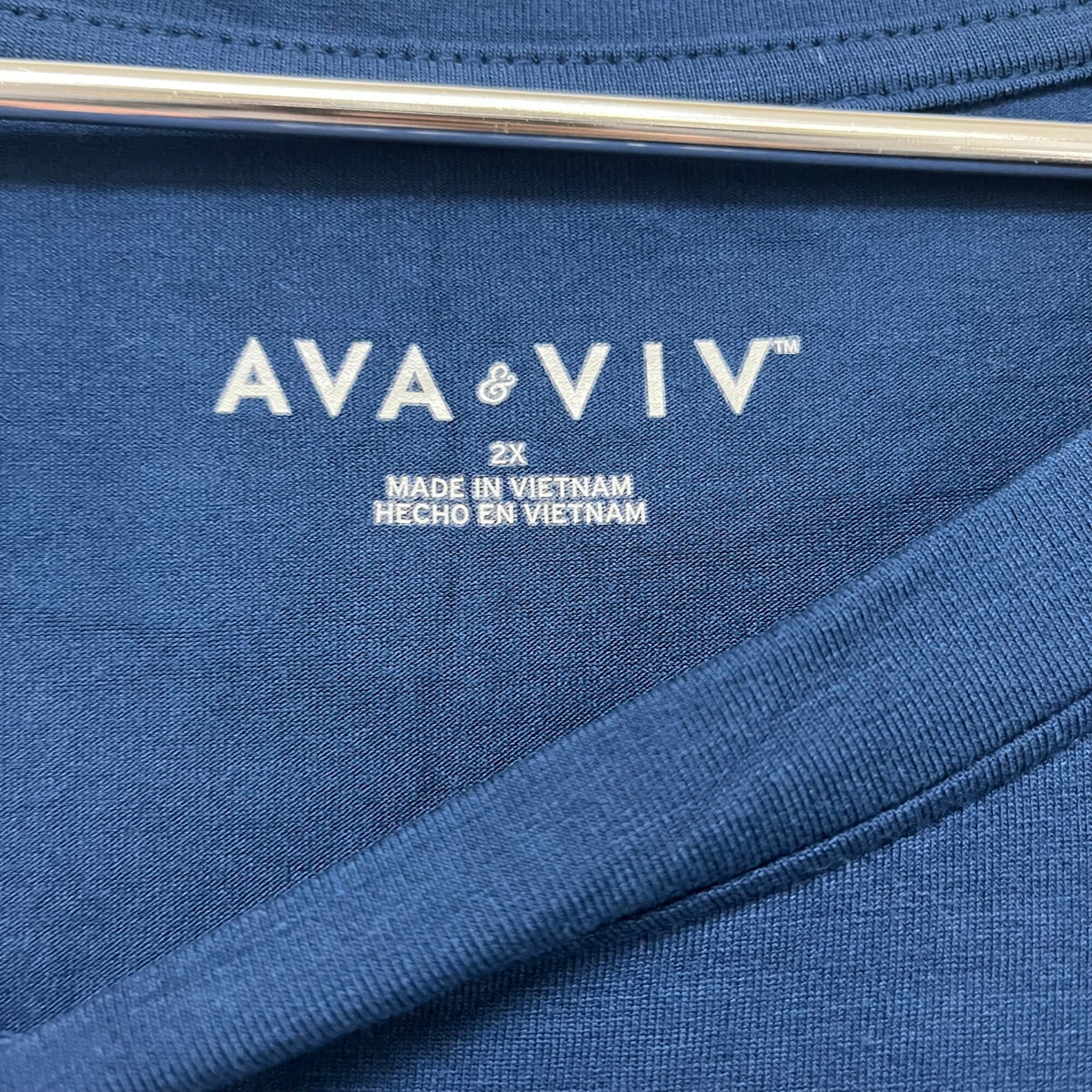 Ava & Viv Womens Blue Solid Short Sleeve Midi Dress 2X