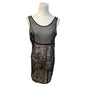 Black Sheer Sleeveless Dress With Bronze Sequin Geometric Pattern