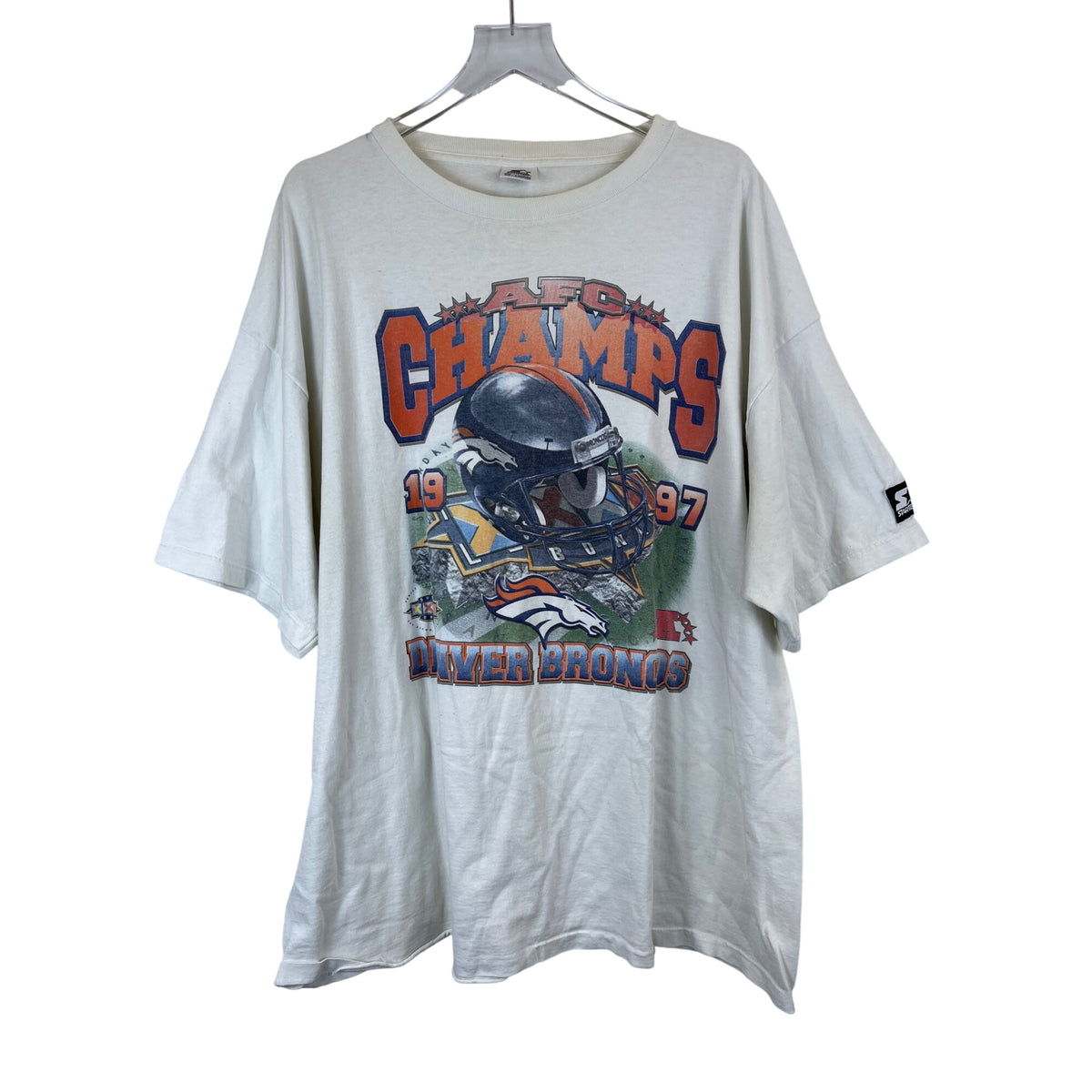 Starter Mens White Cotton 1997 AFC Champs Denver Broncos Super Bowl Graphic T-Shirt XXL