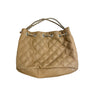 Quilted Tote Bag With Chain Handles Soft Tan Leather Medium Size