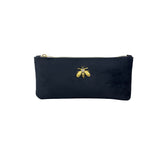 Punch Studio Women's Black Velvet Gold Honeybee Accent Zippered Pouch Sz S
