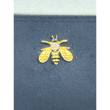 Punch Studio Women's Black Velvet Gold Honeybee Accent Zippered Pouch Sz S