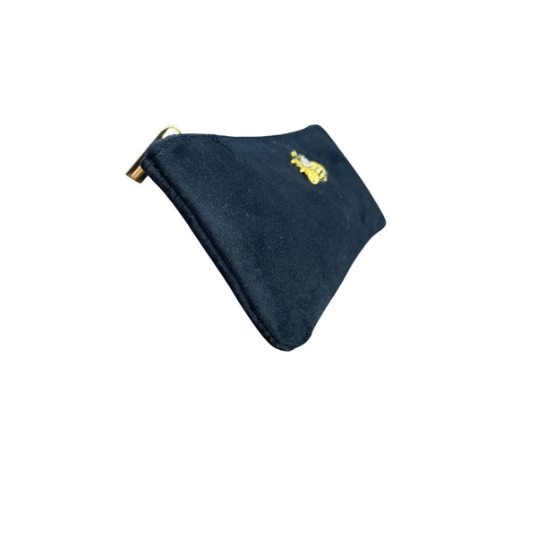 Punch Studio Women's Black Velvet Gold Honeybee Accent Zippered Pouch Sz S