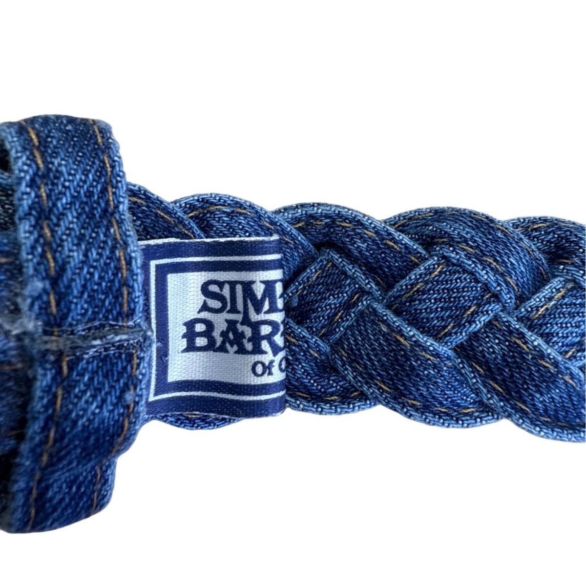 Vintage Simply Barbs Braided Denim Belt With Rhinestone Buckle & Tip