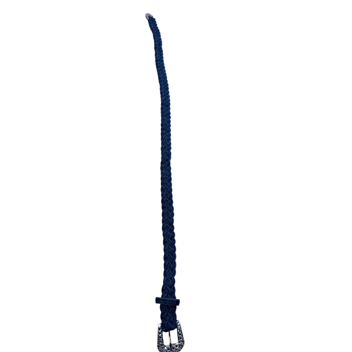 Vintage Simply Barbs Braided Denim Belt With Rhinestone Buckle & Tip