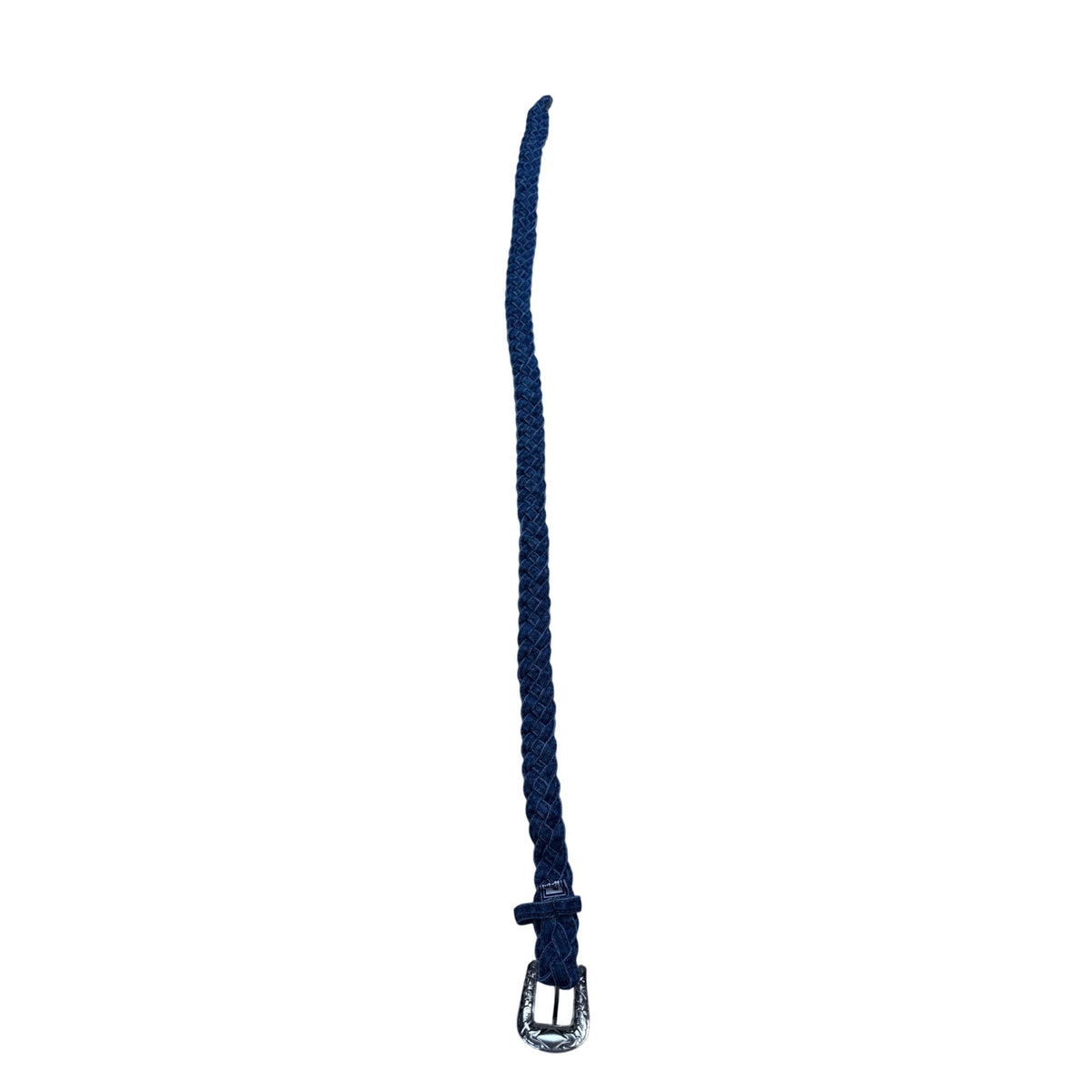 Vintage Simply Barbs Braided Denim Belt With Rhinestone Buckle & Tip