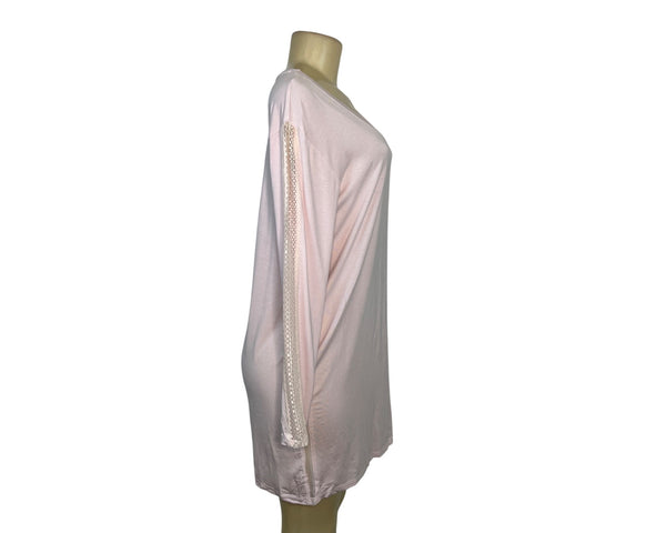 Victorias Secret Light Pink Long-Sleeve Pajama Lace Sleeve Detail Size S - New