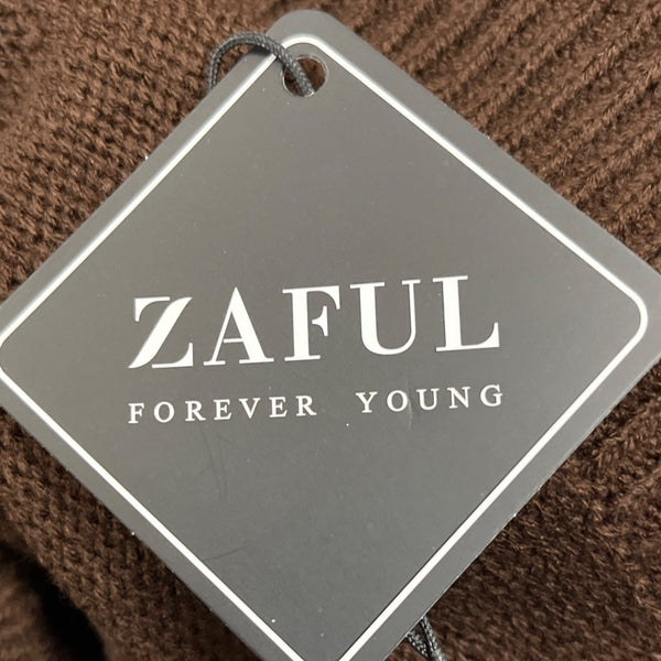 Zaful Brown V-Neck Knit Sweater Womens Long Sleeve Pullover Size M - New