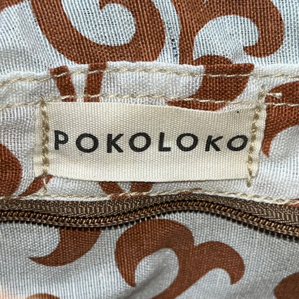 Pokoloko Women’s Multicolor Fabric & Leather Boho Pattern Handmade Tote Bag Sz M
