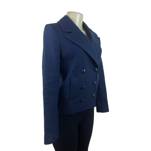 Juicy Couture Womens Navy Double-Breasted Peacoat Jacket Size XS