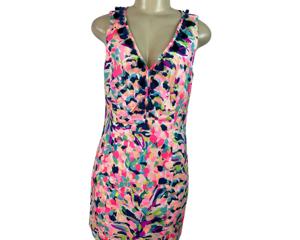 Lilly Pulitzer Womens Sleeveless Multicolor Tassel Shift Dress Size 6