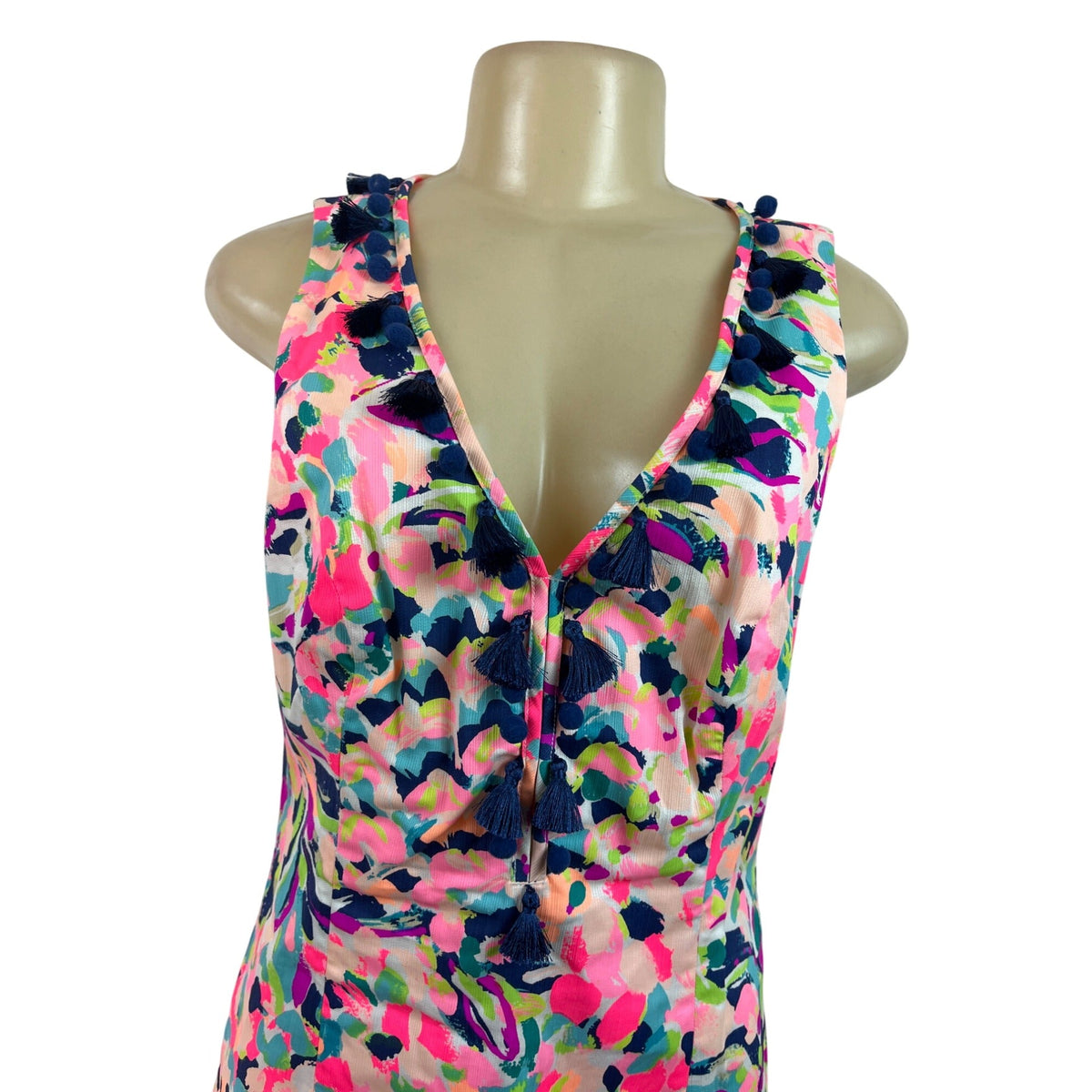 Lilly Pulitzer Womens Sleeveless Multicolor Tassel Shift Dress Size 6