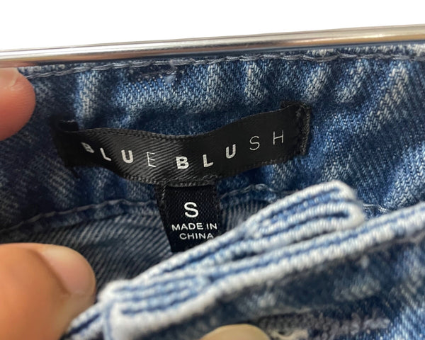 Blue Blush Womens Blue Denim Chain Detail High-Waisted Straight-Leg Jeans Size S