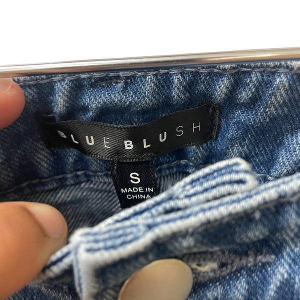 Blue Blush Womens Blue Denim Chain Detail High-Waisted Straight-Leg Jeans Size S