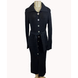 Cami International Women's Black Long Sleeve Wool Dress Wide Lapel Sz XS