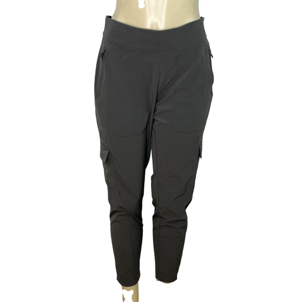 Athleta Womens Gray Elastic Waist Cargo Pants With Zipper & Snap Pockets Size 8