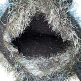 Handcrafted Gray Wool Felt With Faux Fur Trim & Beaded Accent Tote Sz M