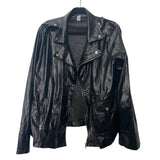 Grease Men’s Black Faux Leather T-Birds Jacket Costume Zipper Pockets Size L