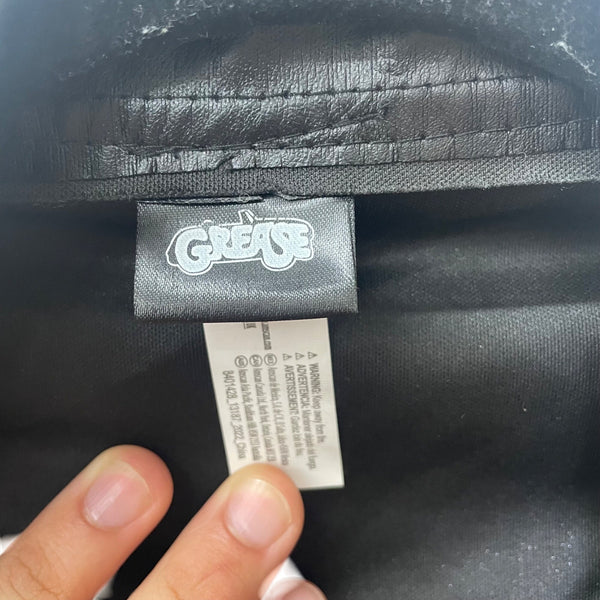 Grease Men’s Black Faux Leather T-Birds Jacket Costume Zipper Pockets Size L