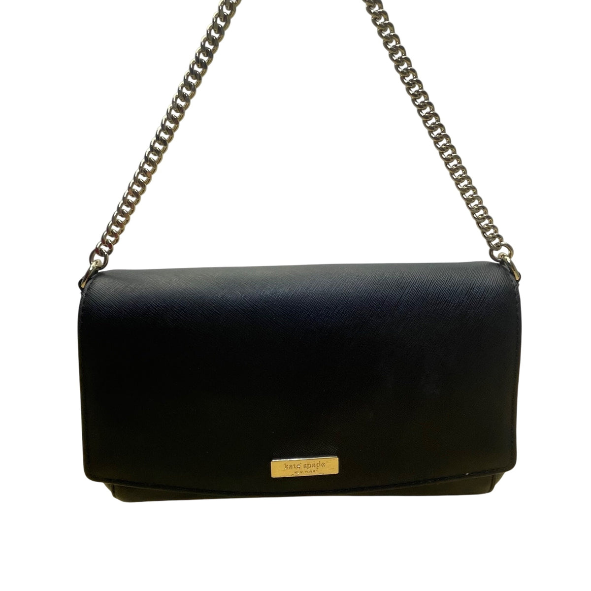 Kate Spade Women’s Black Leather Compact Chain Strap Crossbody Clutch Bag