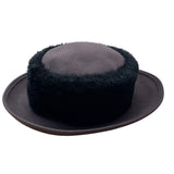 Vintage Commodore Brown Hat With Faux Fur Trimmed Brim For Women Wool Blend