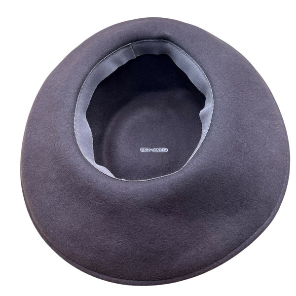 Vintage Commodore Brown Hat With Faux Fur Trimmed Brim For Women Wool Blend