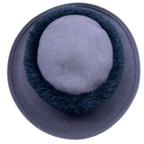 Vintage Commodore Brown Hat With Faux Fur Trimmed Brim For Women Wool Blend