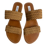 Steve Madden Women's Brown Woven Leather Strap Marvelous Flat Sandals Sz 9.5