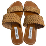 Steve Madden Women's Brown Woven Leather Strap Marvelous Flat Sandals Sz 9.5