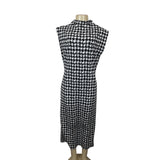 Geometric Print Women's Black and White Sleeveless V-Line Dress Sz XL