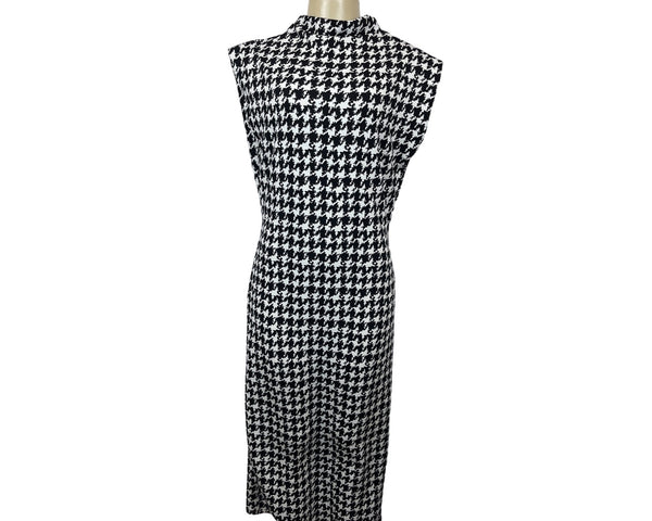 Geometric Print Women's Black and White Sleeveless V-Line Dress Sz XL