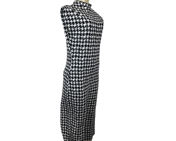 Geometric Print Women's Black and White Sleeveless V-Line Dress Sz XL