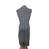 Geometric Print Women's Black and White Sleeveless V-Line Dress Sz XL