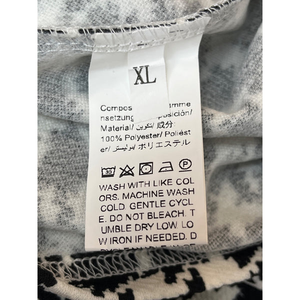 Geometric Print Women's Black and White Sleeveless V-Line Dress Sz XL
