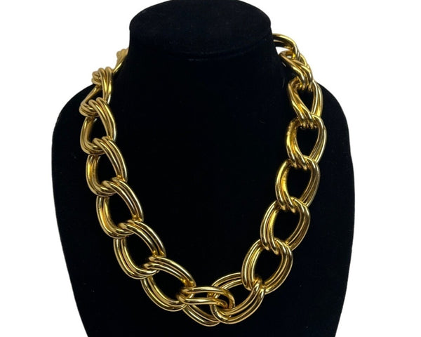 Women's Double Chain Loop Gold Tone Necklace - 21in