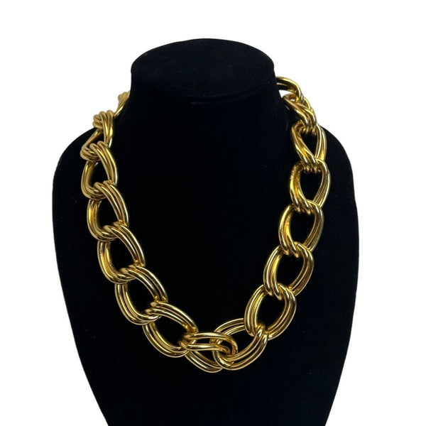 Women's Double Chain Loop Gold Tone Necklace - 21in
