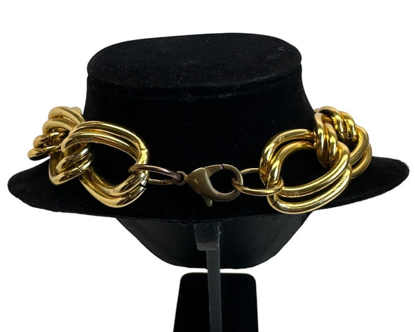Women's Double Chain Loop Gold Tone Necklace - 21in