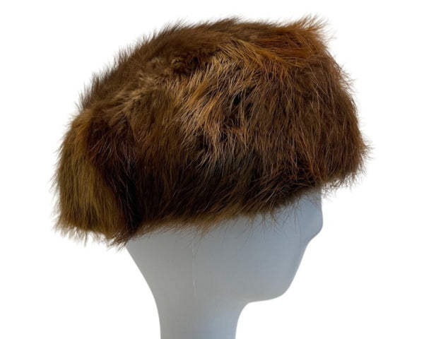 Vintage Bachrach's Women's Brown Fur Pillbox Hat
