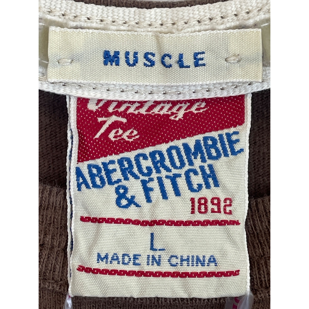 Abercrombie & Fitch Mens Brown Muscle Vintage Tee Athletic Dept Details Large