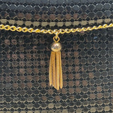 Carla Marchi Black Metal Mesh Gold Chain Accent & Tassel Detail Crossbody Bag