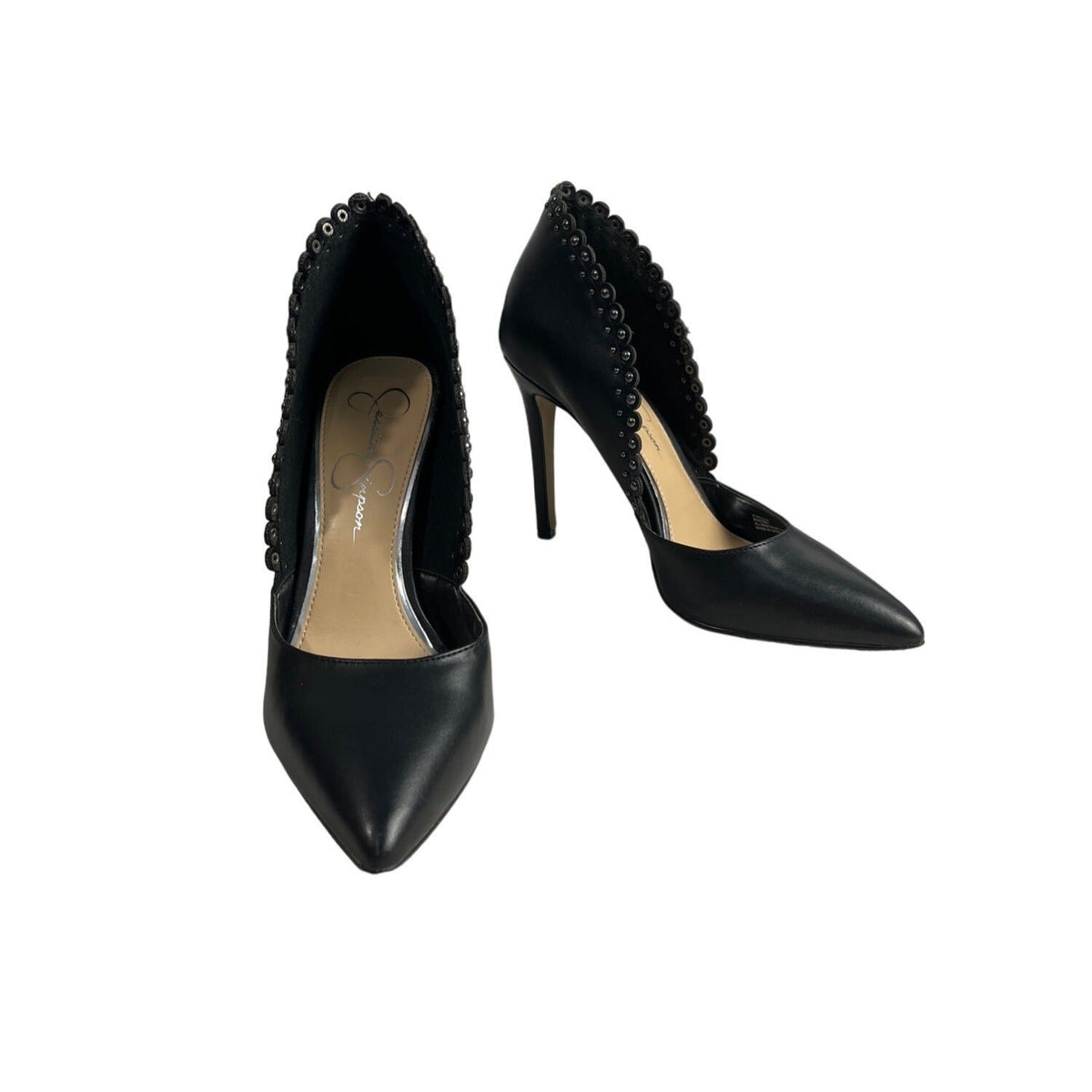 Jessica Simpson Women’s Black Scallop Nailhead Paulene D'Orsay Heels Sz 8.5