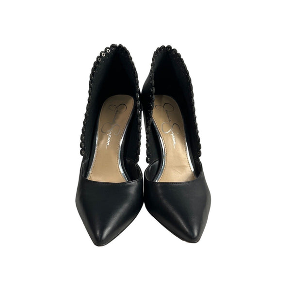 Jessica Simpson Women’s Black Scallop Nailhead Paulene D'Orsay Heels Sz 8.5