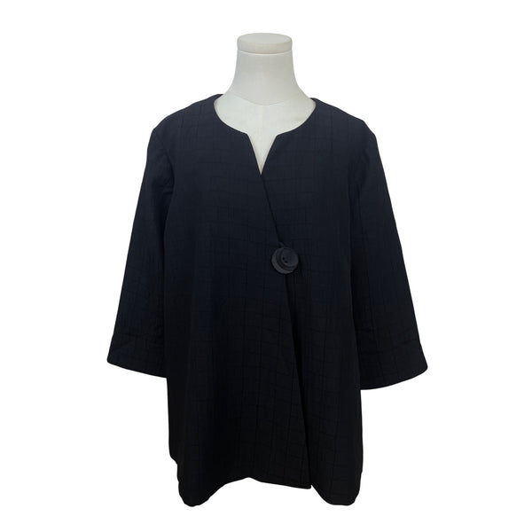 Susan Graver Women’s Black Textured Jacket With Single Button Sz MP