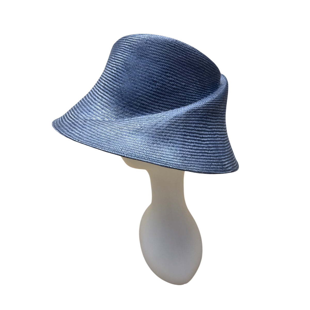 Vtg Nordstrom Blue Straw Hat W/ Pink Floral Accent & Green Ribbon Embellishment