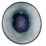 Vtg Nordstrom Blue Straw Hat W/ Pink Floral Accent & Green Ribbon Embellishment