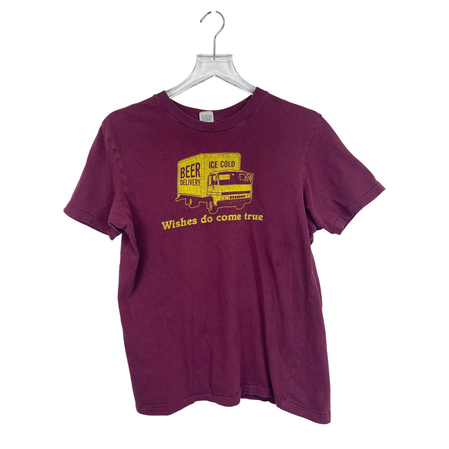 Abercrombie & Fitch Mens Maroon Cotton Graphic T-Shirt Beer Delivery Ice Cold Medium